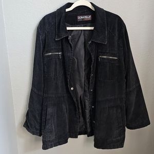 Donatella Vintage Black Corduroy Button Front Shacket Jacket Size Large
